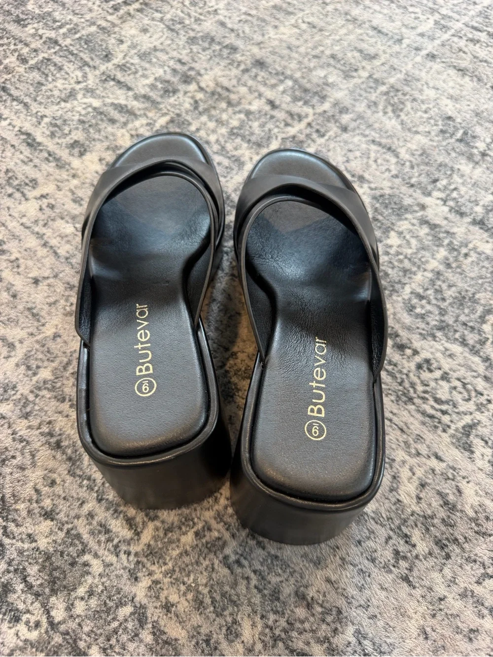 Black Platform Slide Sandals